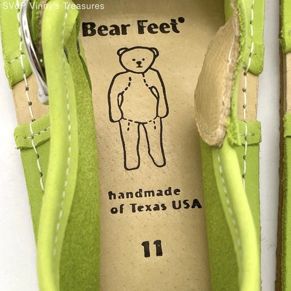 Bear Feet SAN PLM Lime Green Kids Leather Buckle Sandal Shoes Size 11 DSWB